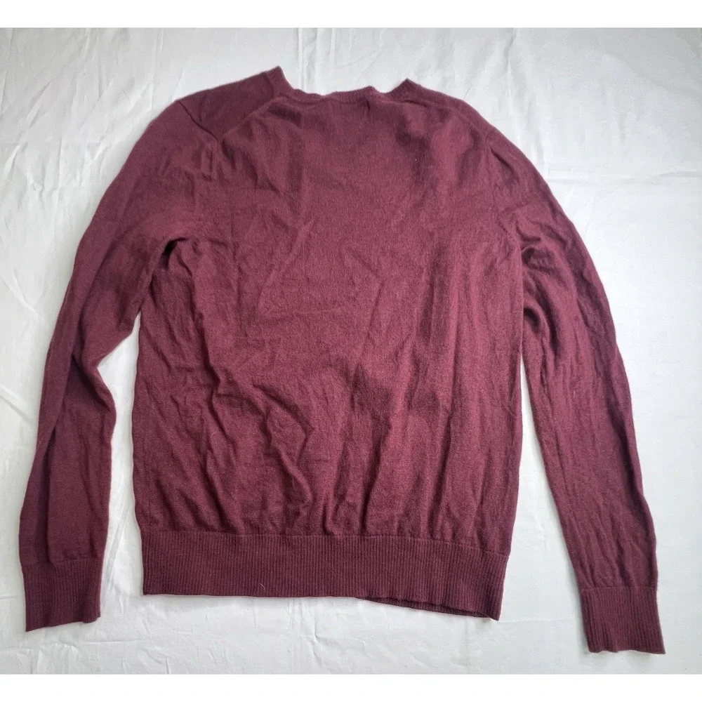 Banana Republic Sweater Mens L Burgundy Extra Fine‎ Merino 100% Wool V Neck